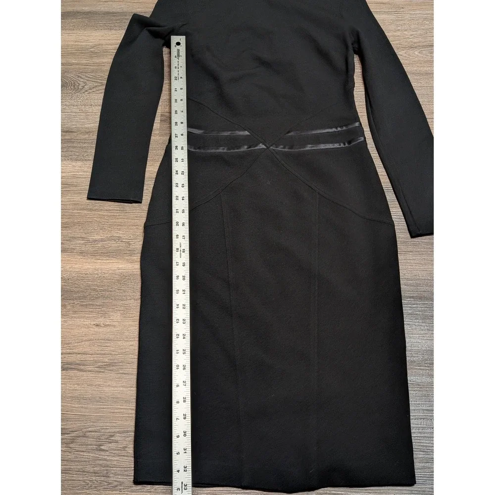 Givenchy Black Long Sleeve Silk Trim Sheath Dress IT 42 US 10 Long Sleeve LBD - Picture 3 of 8